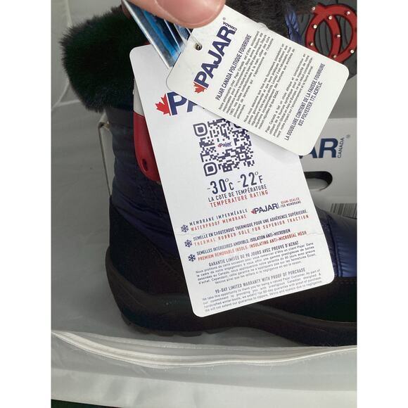 PAJAR Women’s Moscou 3.0 Snow Boots Size US 7 EU 38 Blue Ice Grippers Waterproof - Picture 9 of 10